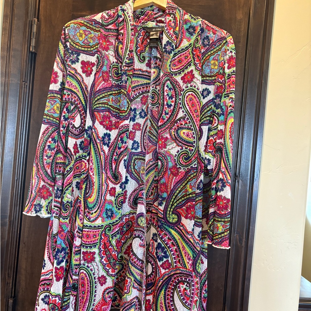 Ali Miles Multicolor Paisley Lightweight Cardigan